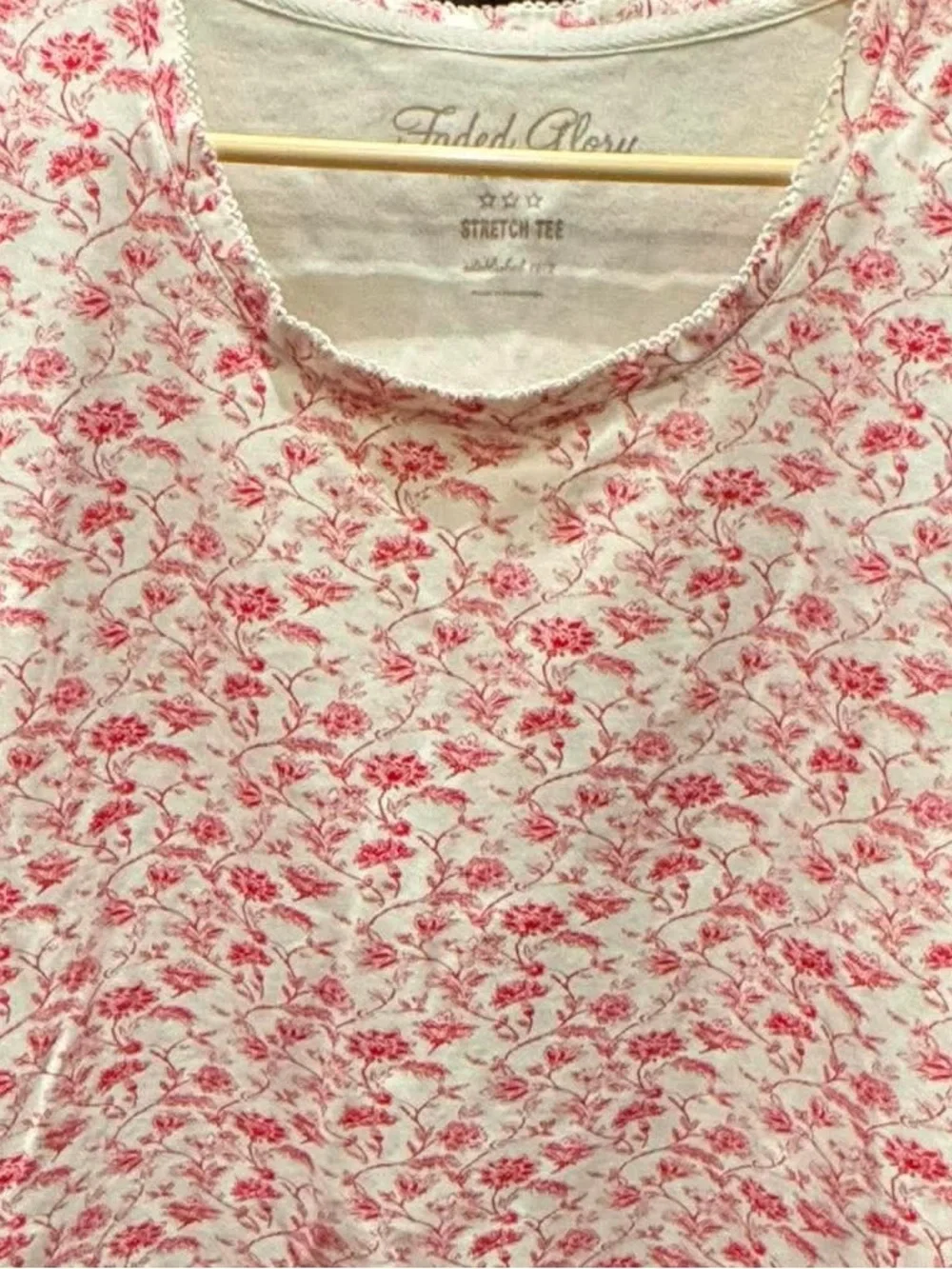 Faded glory Pink Floral Short Sleeve Knit Top XL